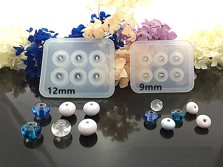 Molde de silicona para hacer joyas, pelota para cubos cuentas con agujeros, resina epoxi, 6 compartimentos, 9mm, 12mm, 16mm