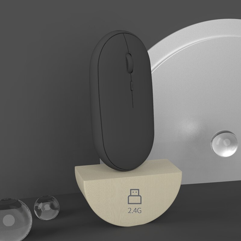 Ultra Slim Mini Bluetooth Mouse Wireless 1600 DPI Gaming Mouse For Macbook Pro Candy Color Rechargeable Computer Silent Mouse: 2.4G Black