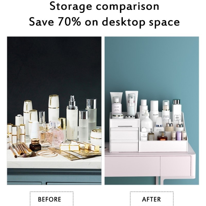 Lady Makeup Organizer For Cosmetic Large Capacity Storage Box Organizer Desktop Jewelry Nail Polish Makeup Drawer Container