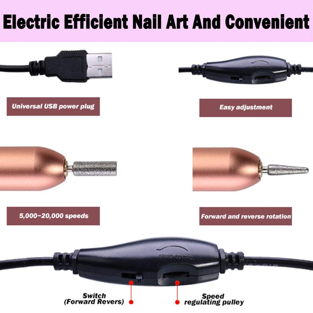 YBLNTEK-máquina pulidora eléctrica para uñas, con carga USB, para manicura y pedicura, para salón de casa