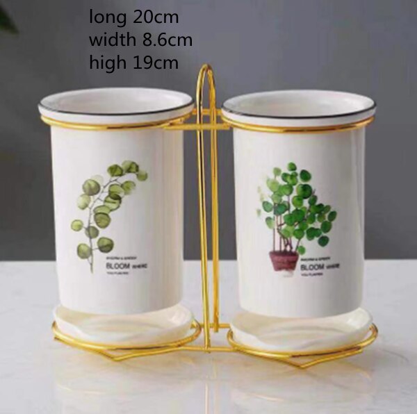 Kitchen Chopstick Basket Ceramic Chopstick Holder Drain Kitchen Household Knife and Fork Storage Box Bucket Flat Chopstick Cage: D-1SET