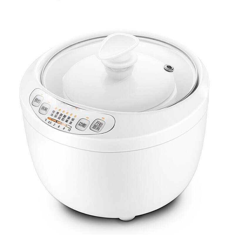 220V 180w White 1L Electric cookers Slow cooker Ceramic liner Glass lid