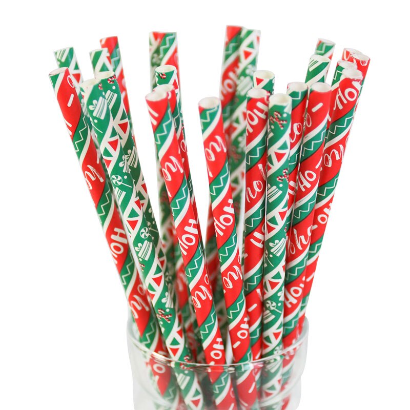 25 stuks papieren rietjes vrolijk kerstfeest sneeuwvlok drinkrietje wegwerpservies voor thuis kerst jaar feestbenodigdheden