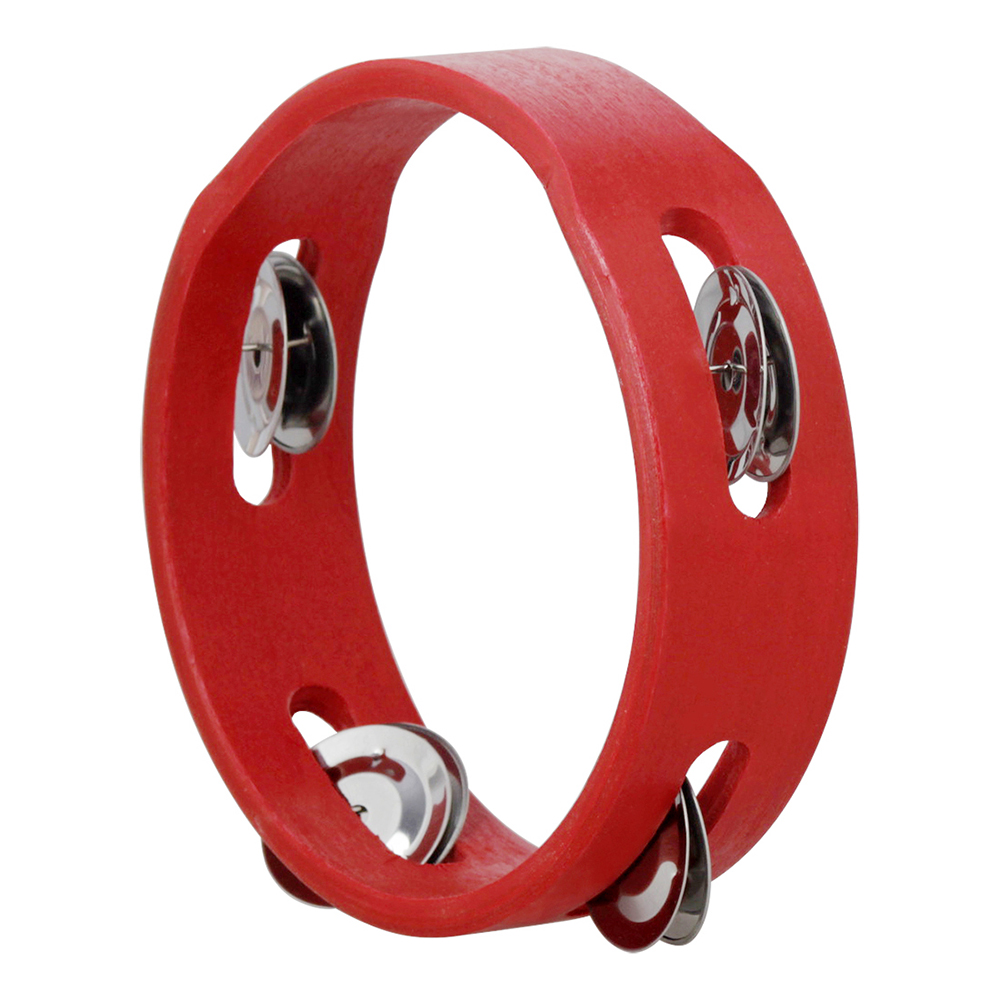 Mini Red Handheld madera pandereta mano campana Musical juguete de una sola fila Metal Jingles rojo para juegos de para niños