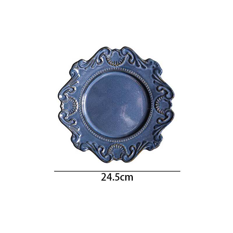 Ensemble d&#39;assiettes et plats en céramique, style Baroque européen, plats modernes pour la maison, Restaurant occidental, plat à Steak de table: B-large