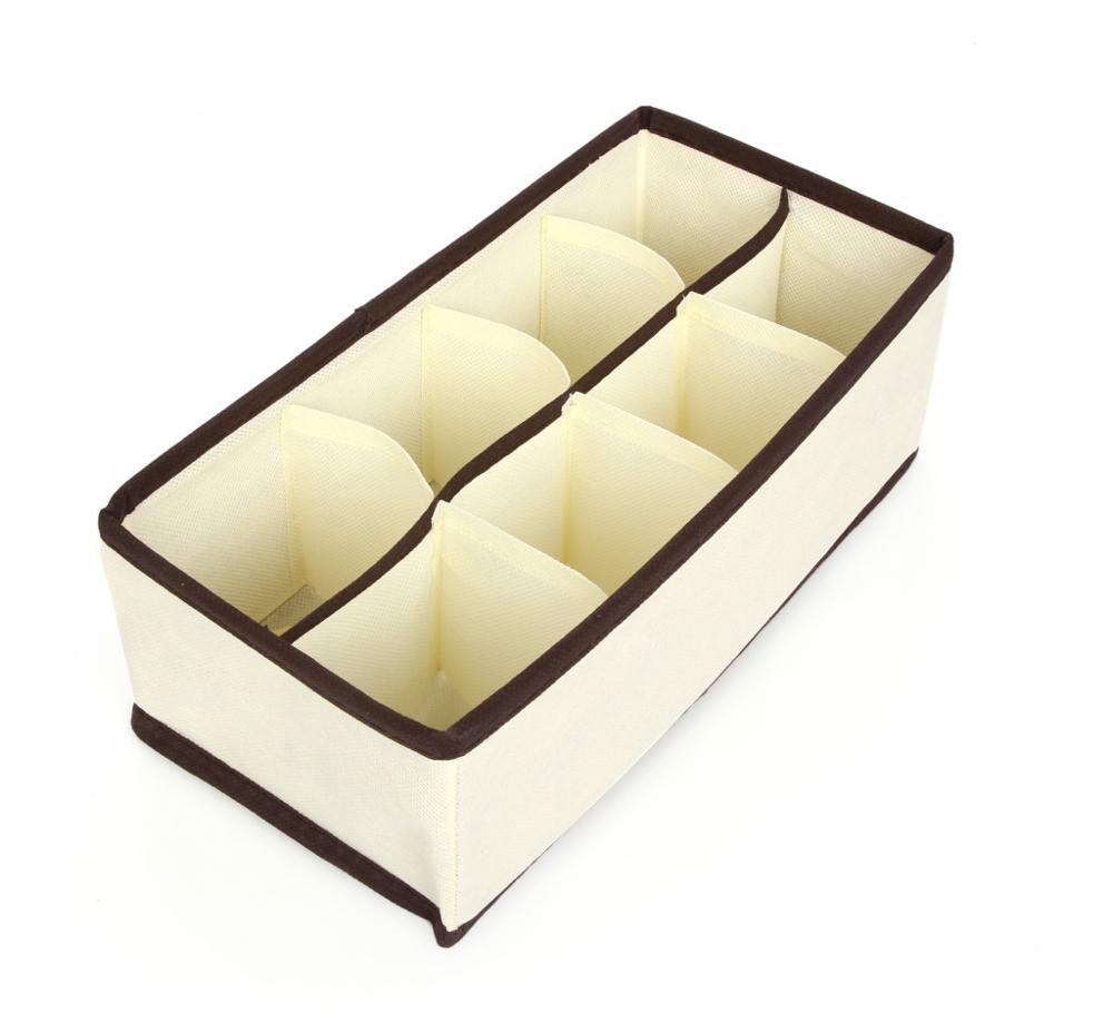 Thuis bh opbergdoos sokken doos bakken ondergoed organizer box opberg organizer stofhoes opbergzak: Beige 8 roosters