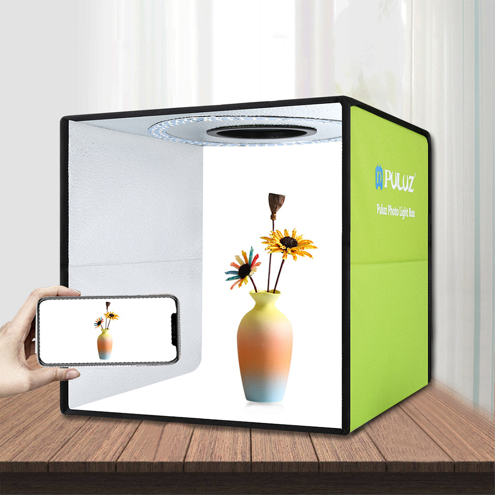 Puluz 30Cm Mini Fotostudio Ring Led Lightbox Schieten Tent Desktop Doos Kit 6 Kleuren Achtergronden Fotografie Lightbox Kits