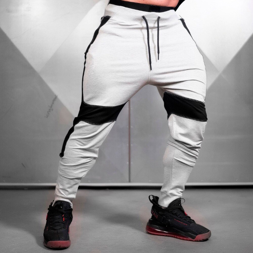 Sport Fitness Pants Mens Outdoor Gym Running Drawstring Sportswear Loose Training Pants Patchwork Sweatpants Leisure Trousers