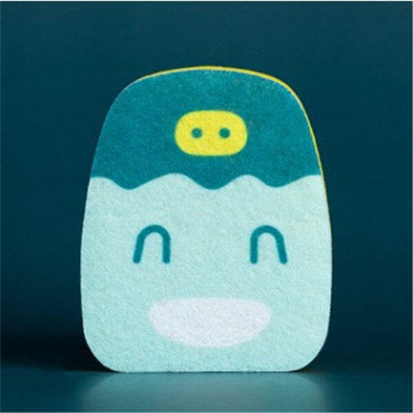 Animales de dibujos animados esponja gruesa creativa fuerte descontaminación plato paño de lavado Limpiador de cocina esponjas estropajo 1 pieza: blue