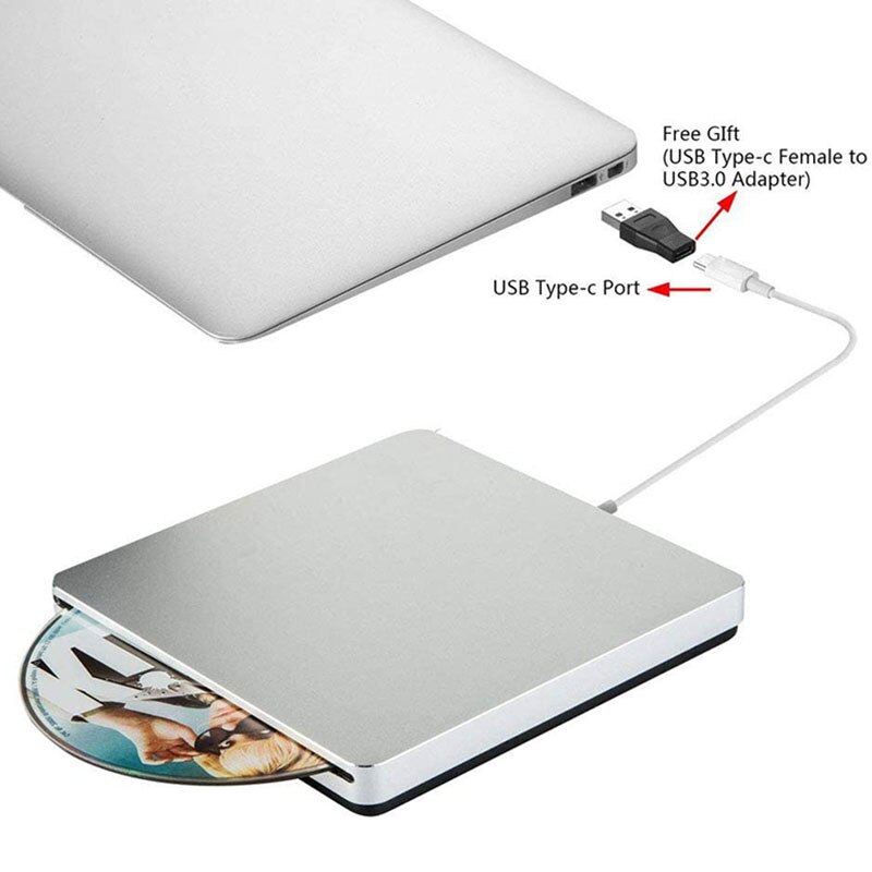 Lecteur de disque optique externe de Type C, graveur de DVD mince, pour CD/DVD +/- RW, Superdrive USB C pour Mac/windows