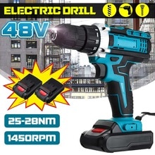 Taladro Inalámbrico 3 en 1 de 48V, destornillador eléctrico de doble velocidad, 18 + 2 controladores de potencia de torsión con 1/2 piezas, batería recargable de iones de litio