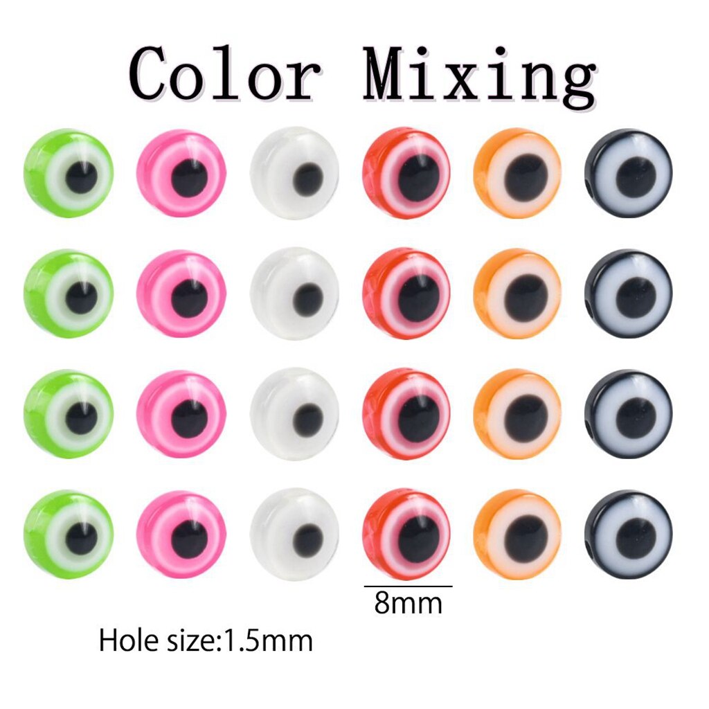 50Pcs/Lot 8mm Round Resin Eye Pattern Loose Beads DIY Bracelet Charms Oval Stripe Spacers Beads For Jewelry Making: Default Title