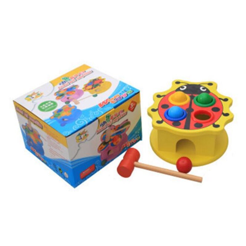 Wol Dieren Klop Op Tafel Hands-on Vermogen Om Beat kinderen Vroeg Leren Houten Baby Spelen Hamster Educatief speelgoed: C