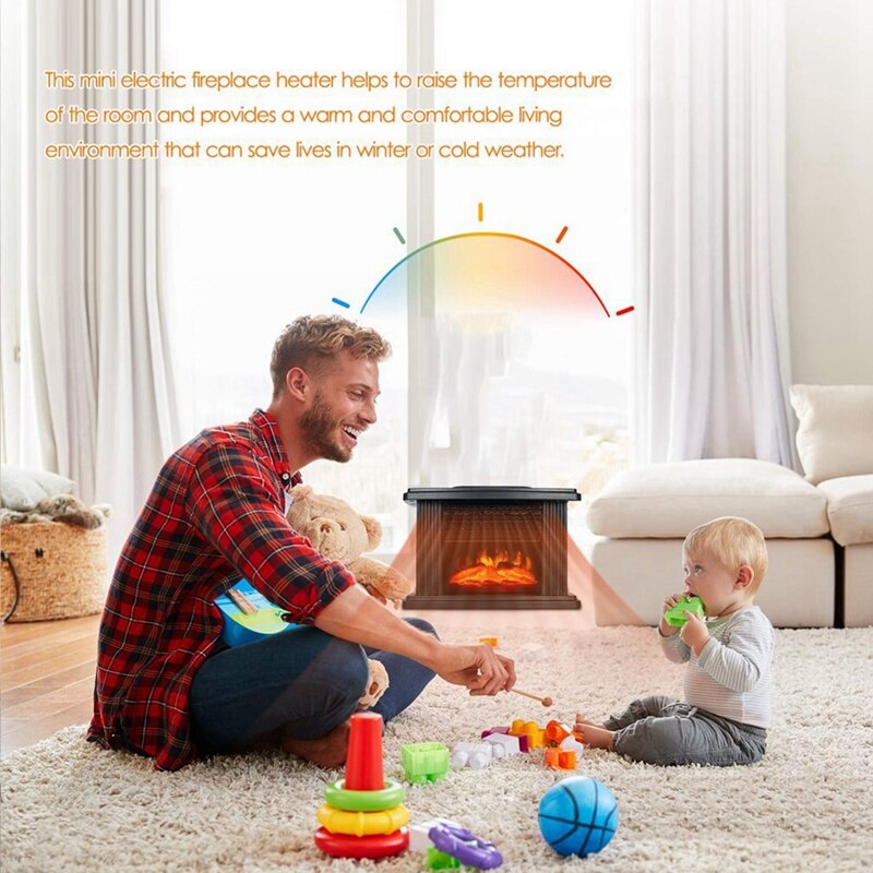 1000W Electric Fireplace Heater With Remote Control Fireplace Electric Flame Decoration Portable Space Heater