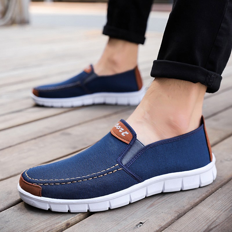 Heren canvas schoenen comfortabele canvas schoenen heren casual schoenen heren platte loafers schoenen heren zwart