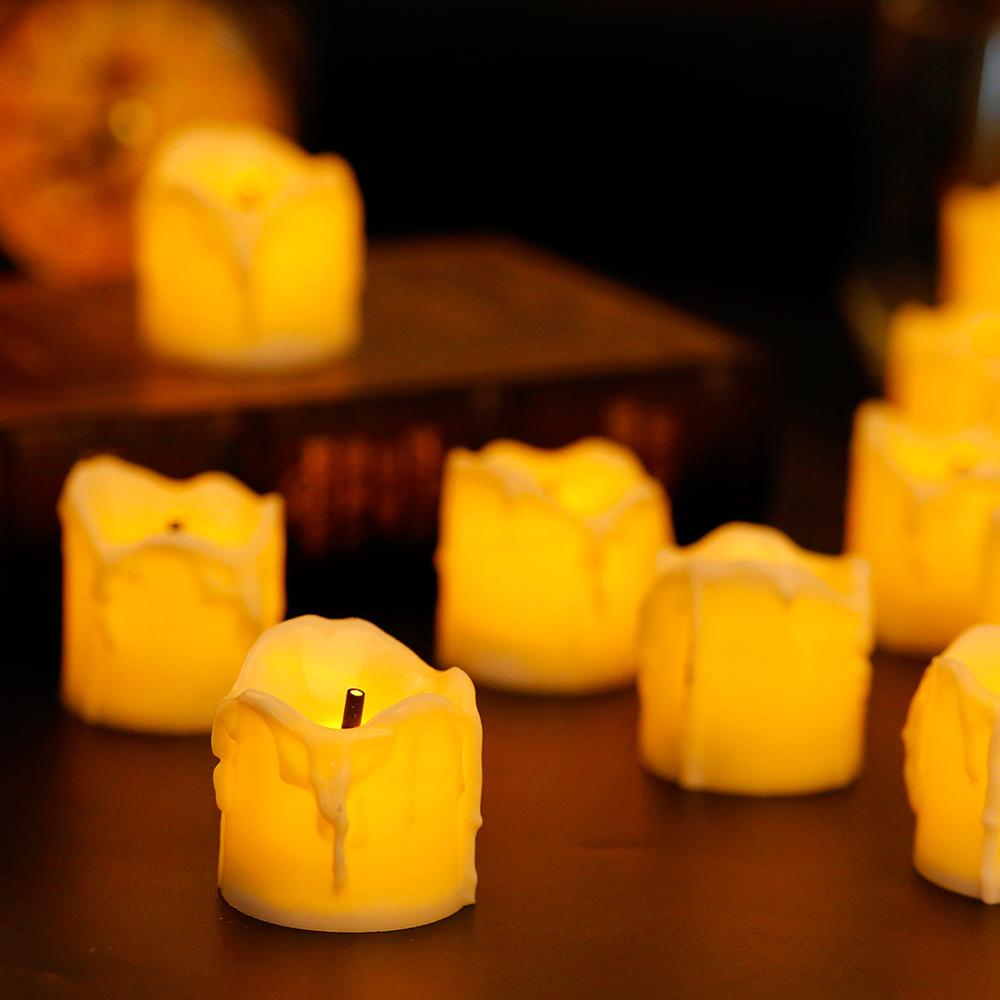 6 pieces Flameless led candle,Warm white Light Flash Electronic Tealights Urodziny,Battery Operated Wedding candles: yellow light A