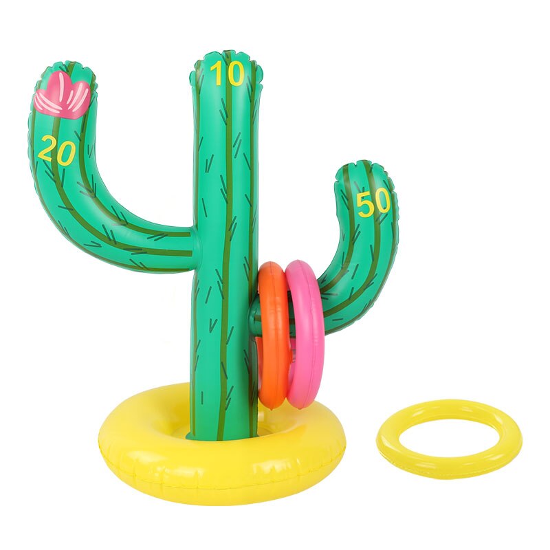 Inflatable Cactus Ring Toss Game Swimming Pool Ring Toss Games Inflatable Pool Toys Family Outdoor Party Game Summer