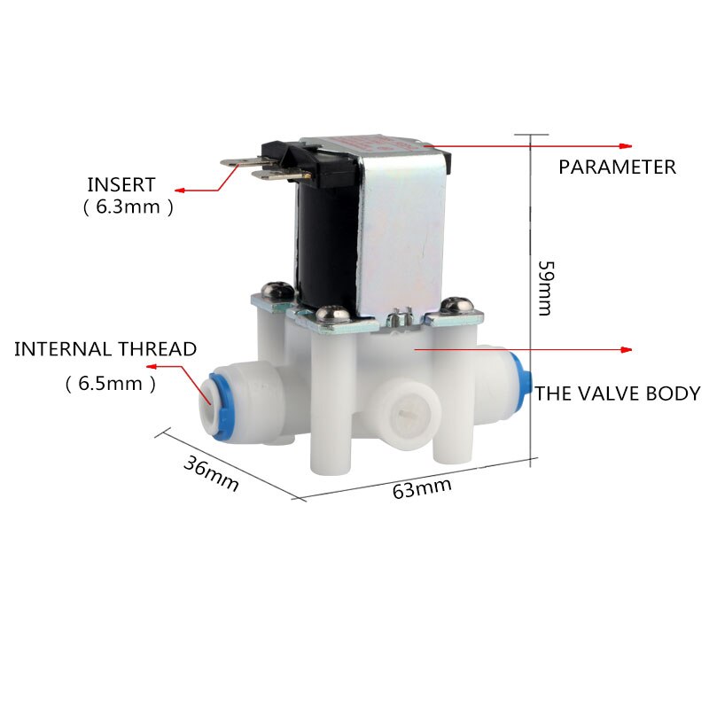Quick-connect 1/4" DC24V Waste Water Solenoid Valve 300cc Flow RO Water Purifier FCD-D Electromagnetic Valve Normally Closed
