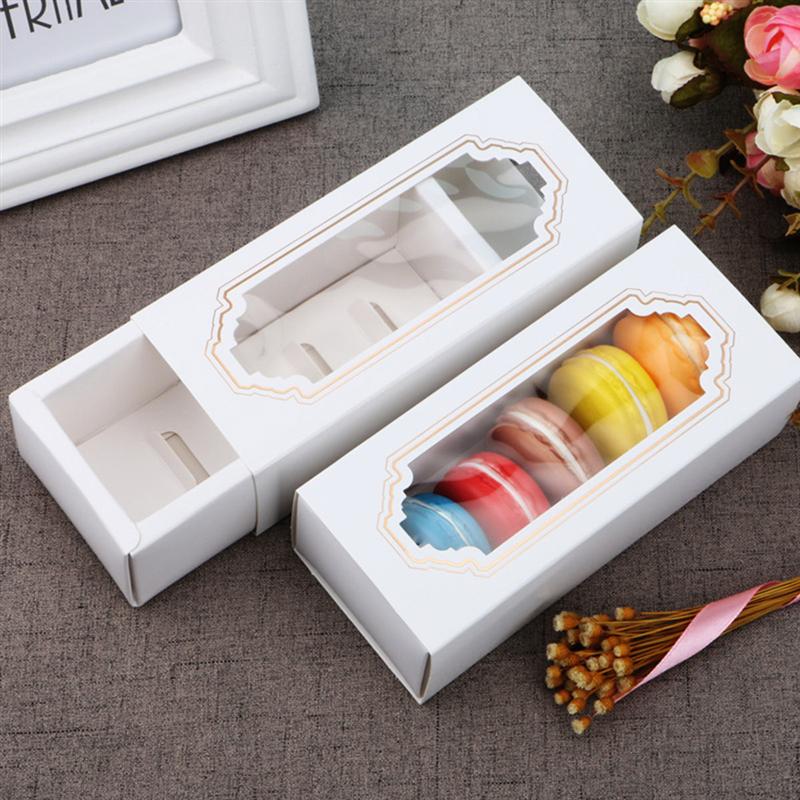Boîtes d'emballage macarons 30 pièces pour 5 récipients à tiroirs de fête emballage , stockage de gâteaux, boîte d'emballage macarons avec fenêtre transparente