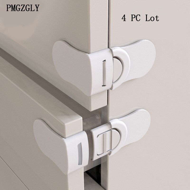 4pcs / a lot Child Kids Baby Care Safety Security Plastic Cabinet Locks for Cabinet Drawer Wardrobe Doors Fridge Toilet Saftey