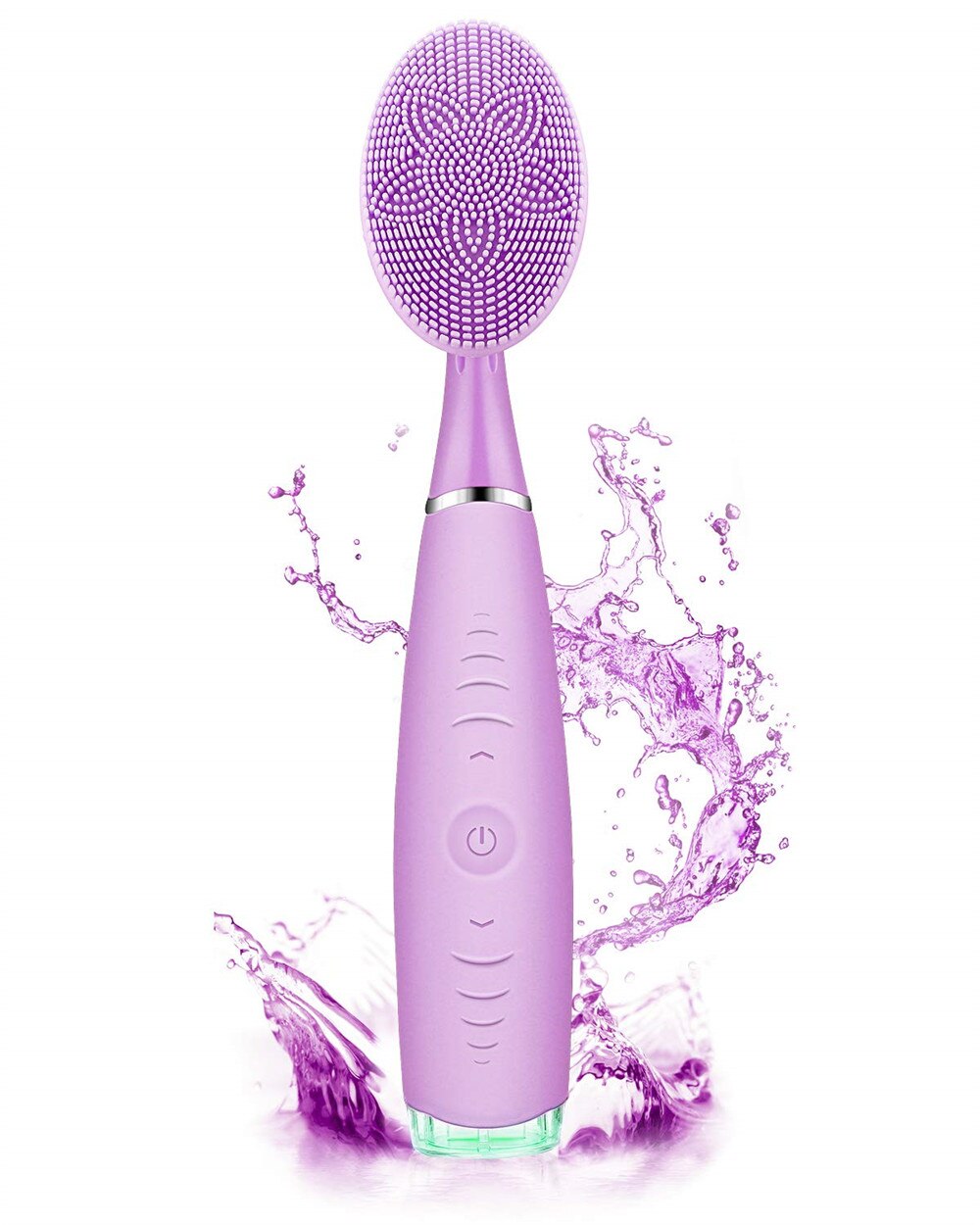 Limpiador Facial eléctrico cepillo de limpieza de silicona Dispositivo de lavado Facial limpiador de poros de la piel removedor de acné recargable: Rosa