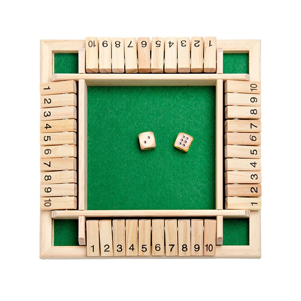 Wooden Traditional Four Sided 10 Number Pub Bar Board Dice Party Funny Game Toys Four-sided Flop Wooden Number Game Toy