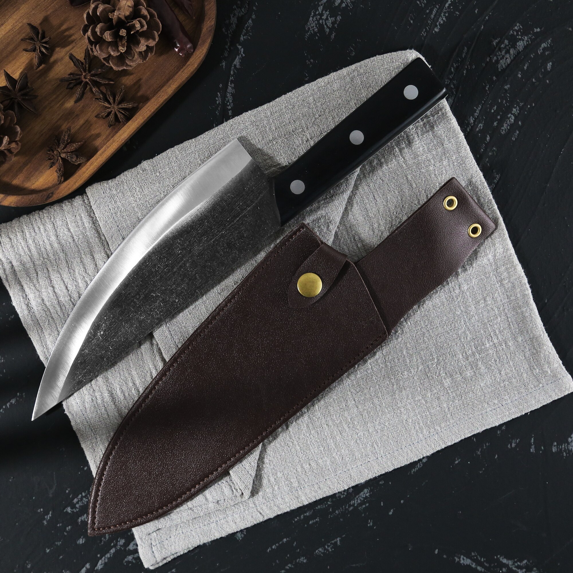 XYJ 8 Inch Chef Knife Sheath Soft PU Leather Belt Loop Buckle Type 5 Piece Blade Cover Set