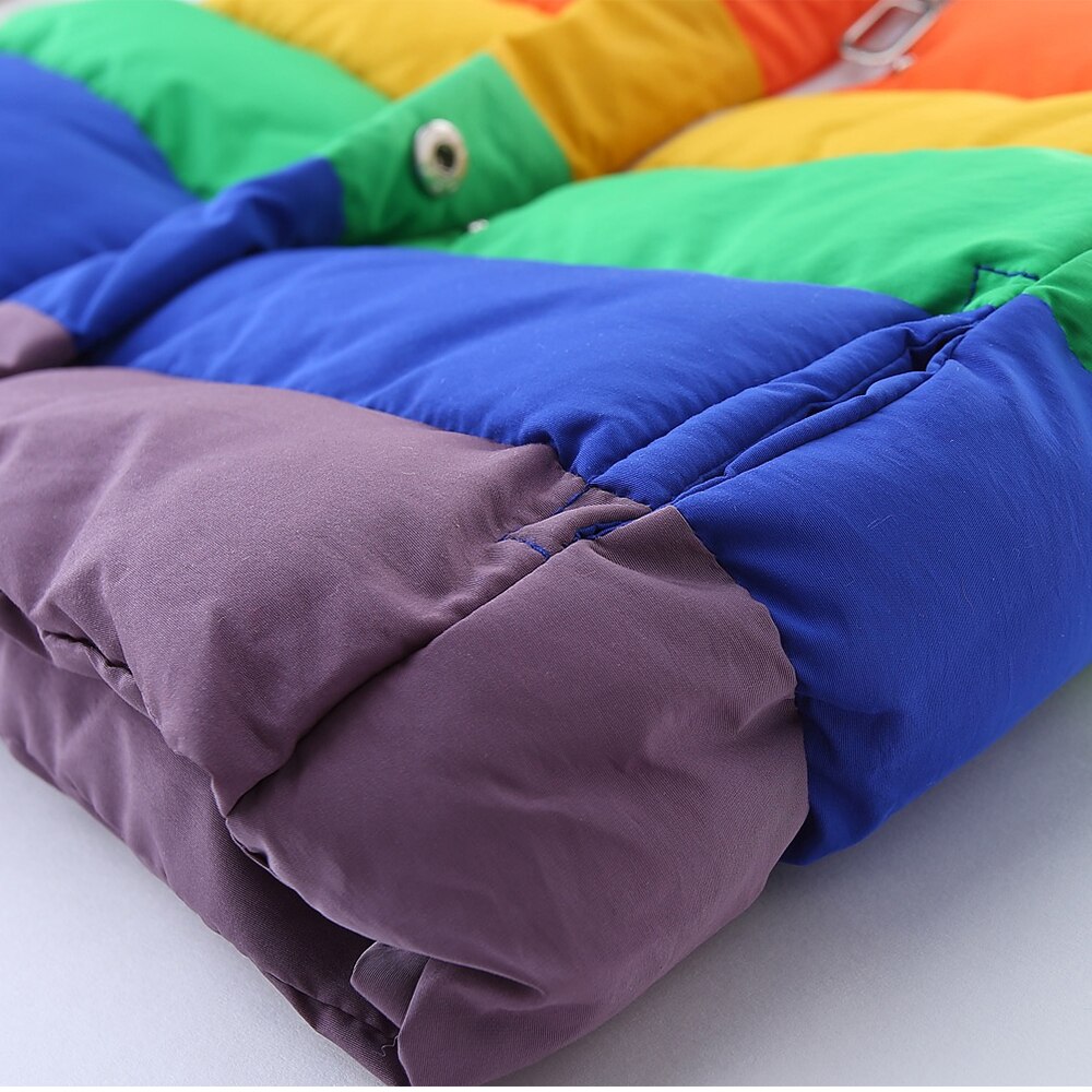 Mudkingdom Cute Boys Girls Rainbow Stripes gilet dolcevita colorato giacche imbottite per bambini cappotti senza maniche con bottoni per neonato