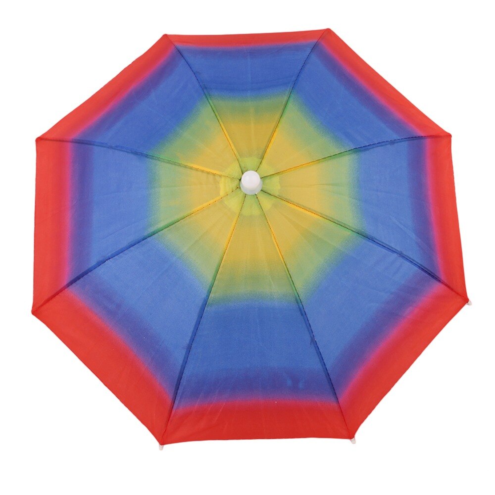 Portable Outdoor Shade Rain Hat Random Rainbow Umbrella Hat Useful Awning Camping Fishing Hiking Umbrella For Adult Kid