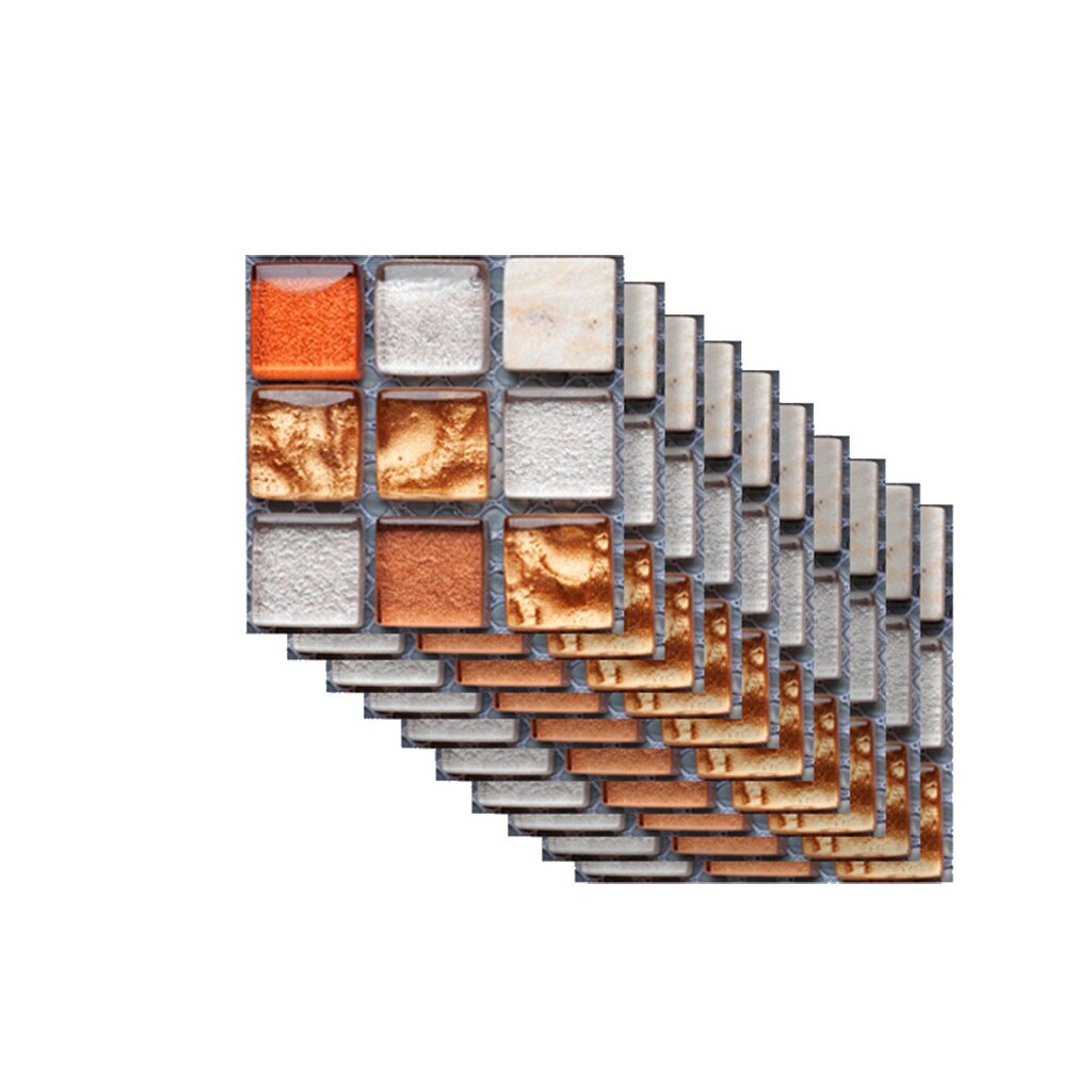 10 stk mosaikvæg fliser skræl og stick selvklæbende backsplash diy køkken badeværelse hjem væg klistermærke vinyl badeværelse 3d #w3: -en