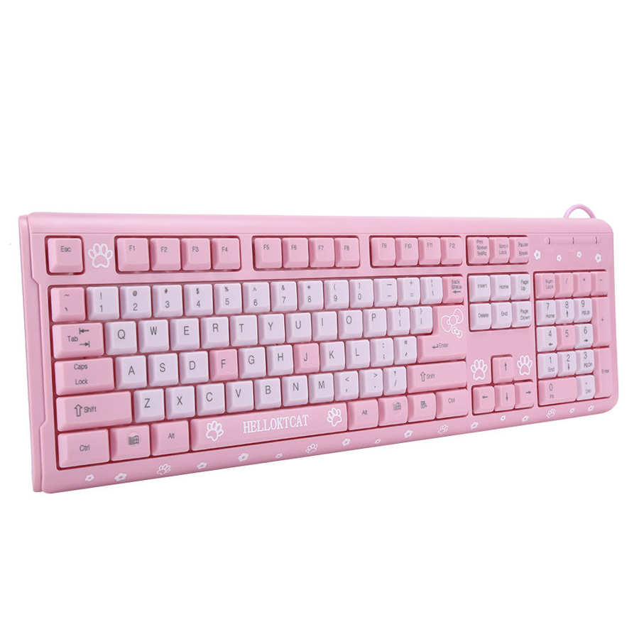 Teclado USB con cable ultrafino de dibujos animados para el hogar, oficina, ordenador portátil, Universal