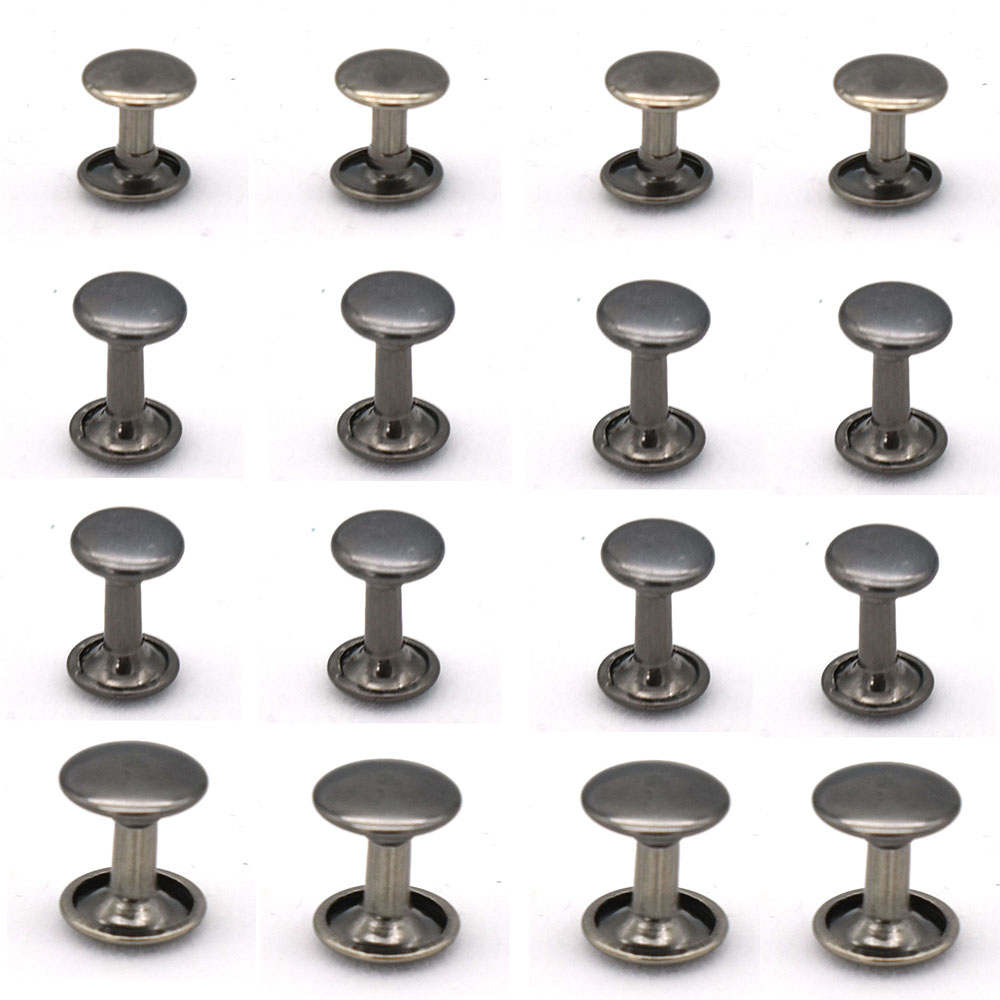 50 Sets Gun Metal Double Cap RivetsGun Metal Leather Rivets Use for Rapid Rivets Leather Craft Repair Leather Clothing and Craft