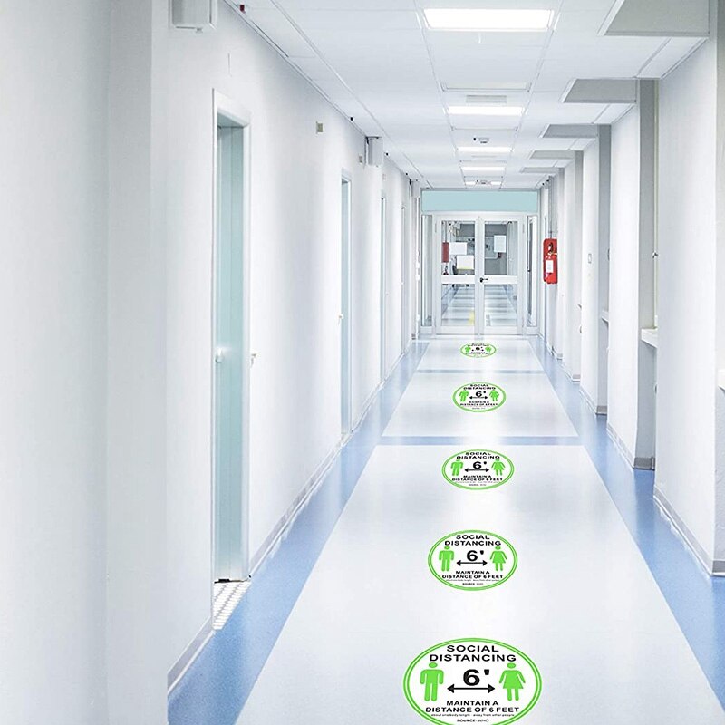 10 Packungen von 12-Zoll Sozialen Abstand Boden Aufkleber 6-Fuß Trennung Aufkleber für Teppich Sozialen Abstand Boden decals