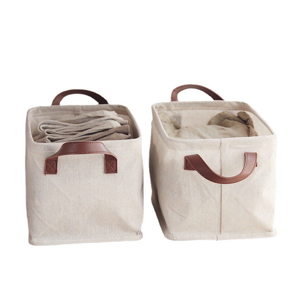 Large Folding Storage Box Canvas Fabric Cubes For Shelves Clothes Toys Books Perfect Organizer Foldable Basket With Handles