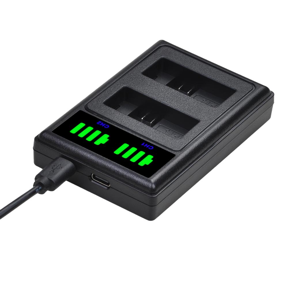 2Pcs 1500mAh LP-E5 LPE5 LP E5 Battery + LED Dual Charger with type-C Port for Canon 450D 500D 1000D Kiss X2 X3 F Rebel XSi Xli