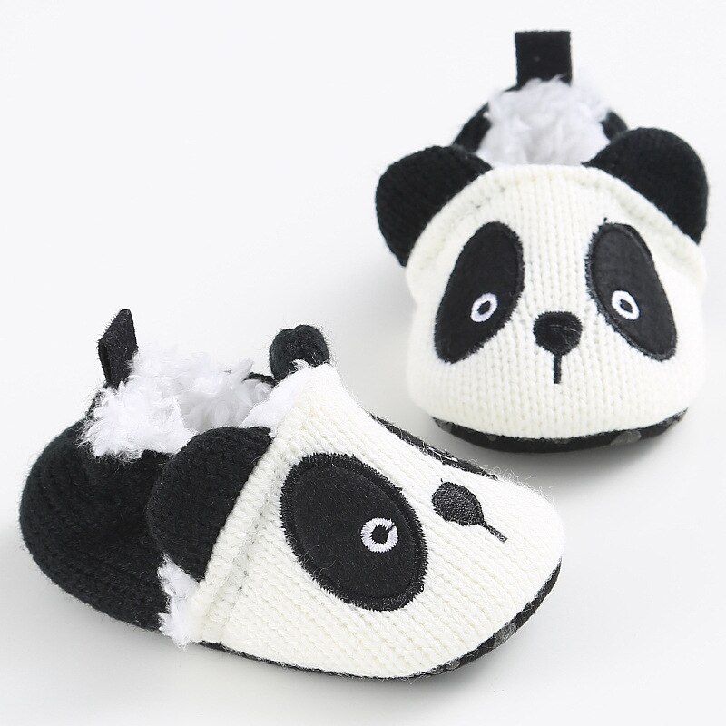 Chaussons bébé garçon fille tricotés chaussures de berceau mignon panda dessin animé antidérapant pré-marche chaussons bébé premiers pas