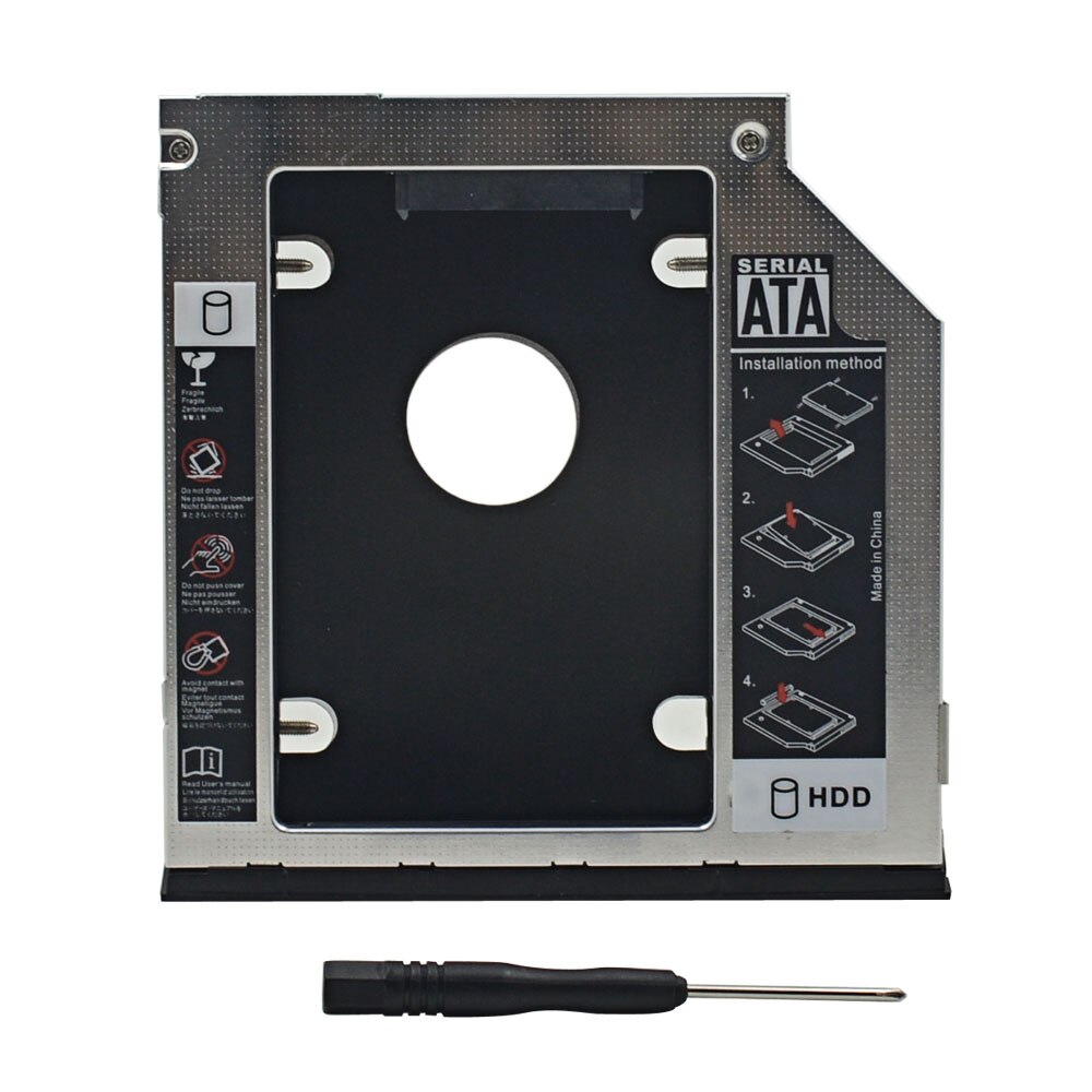 2nd HDD Caddy 9.5mm SATA 3.0 2.5" SSD HDD Hard Drive Enclosure Box Case For DELL E6540 E6440 optibay