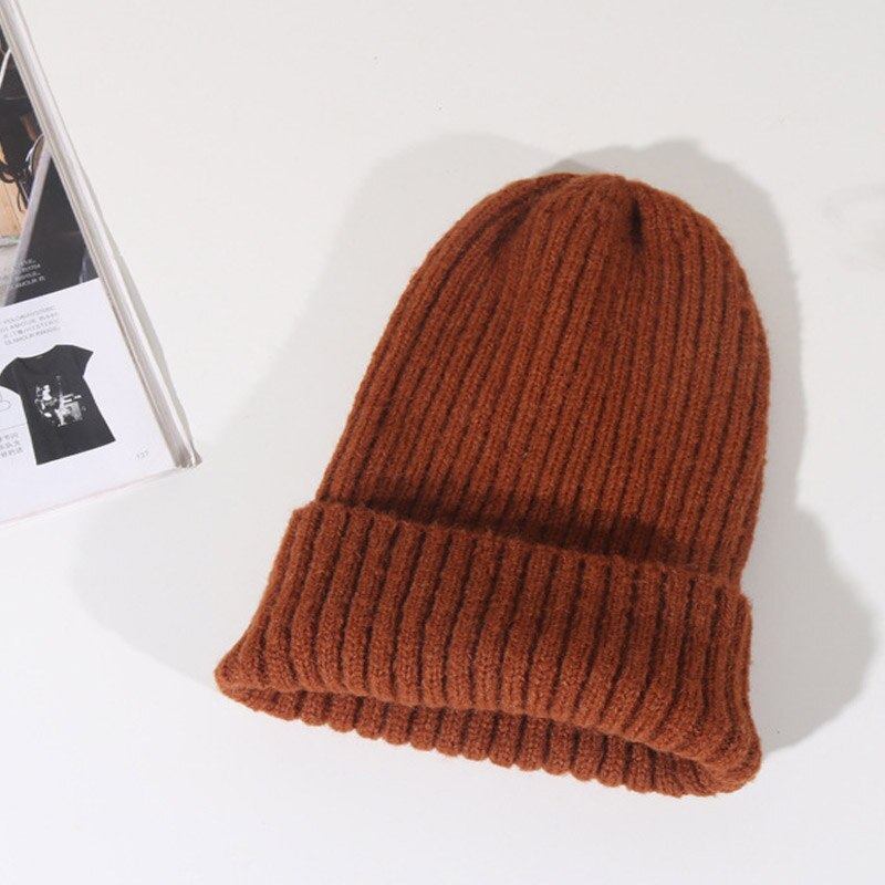 Mltbb Wol Winter Hoeden Voor Vrouwen Solid Candy Kleur Breien Mutsen Hoed Vrouwelijke Zachte Kpop Stijl Skullcap Meisjes Bonnet gorro: camel
