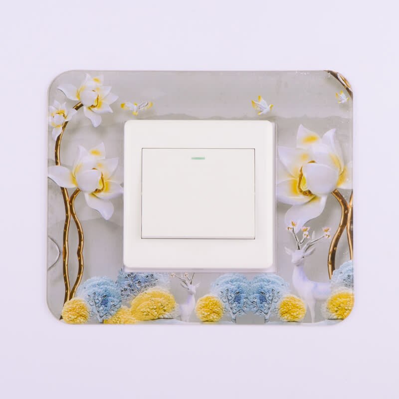 Pegatinas acrílicas para interruptor de enchufe, pegatinas de pared de estilo chino múltiple, decoración del hogar, sala de estar, placa de cubierta de interruptor de luz