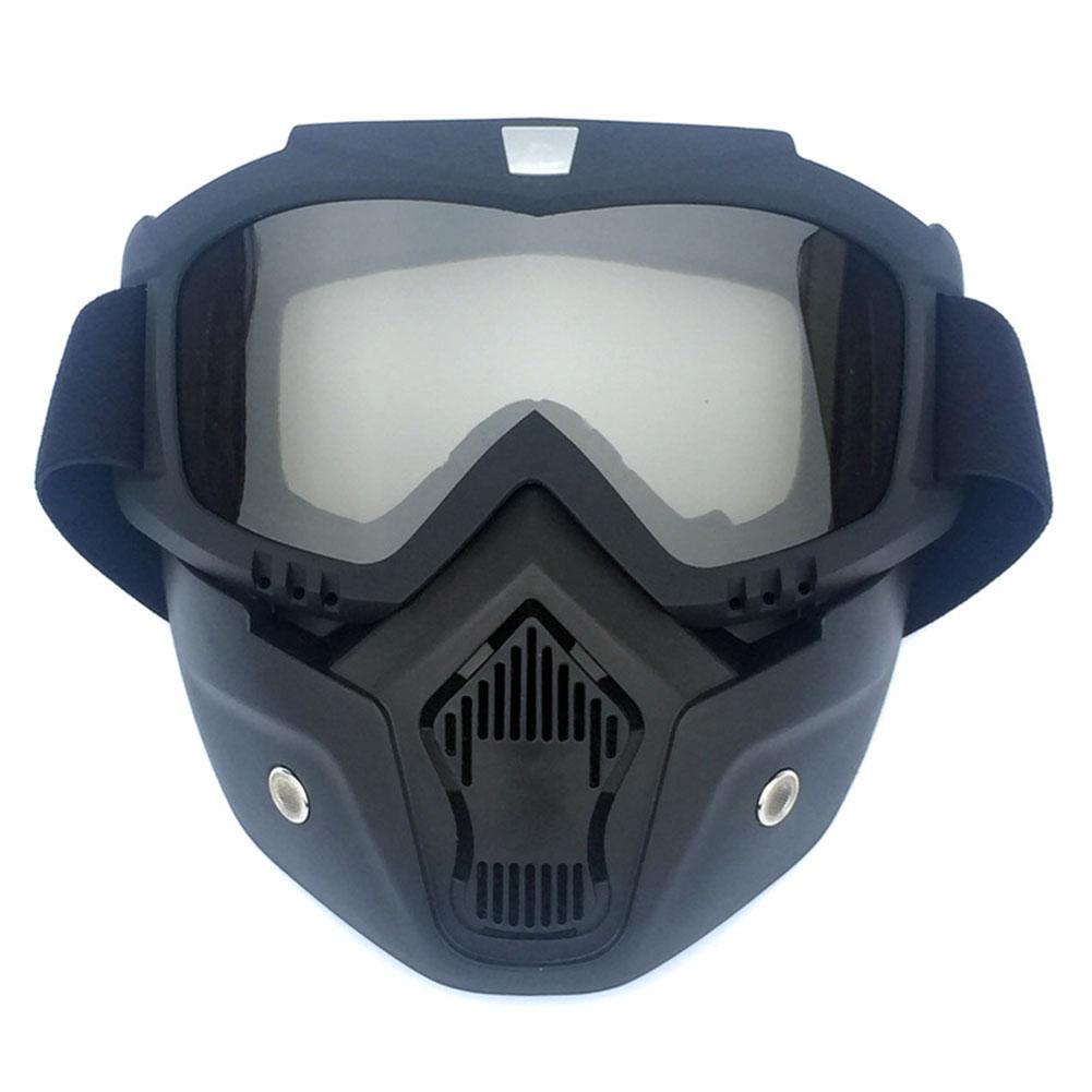 Erwachsene Motorrad Helm Staubdicht Gesicht Maske Atemschutz Motocross Brille Gläser Sicherheit Schutz Brillen Volle Gesicht Shiled: blk And gray lens