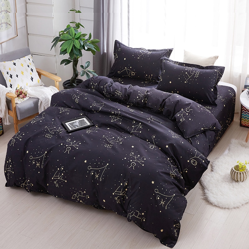 Constellation-ensemble de literie moderne | Housse de couette, housse de lit, drap plat, étuis d'oreiller, ensemble de lin