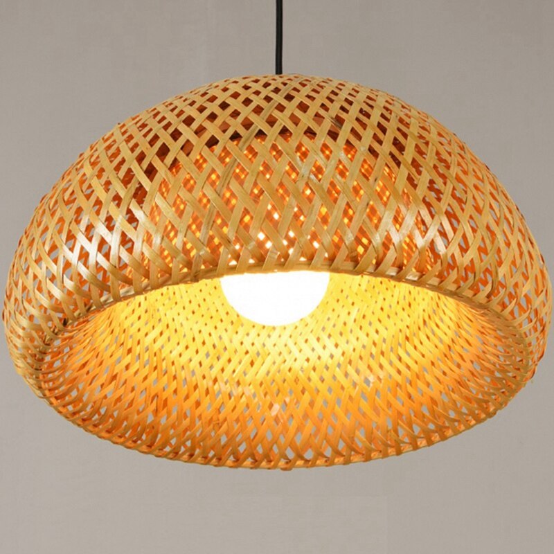 Bamboe Rieten Rotan Lampenkap Handgeweven Double Layer Bamboe E Lampenkap Aziatische Rustieke Japanse Lamp