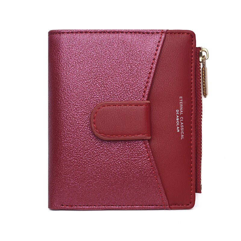 Deabolar doce mulheres magro bolsa de mão bonito fino couro feminino mini marca carteira ferrolho zíper titular do cartão carteiras para mulher: wine red