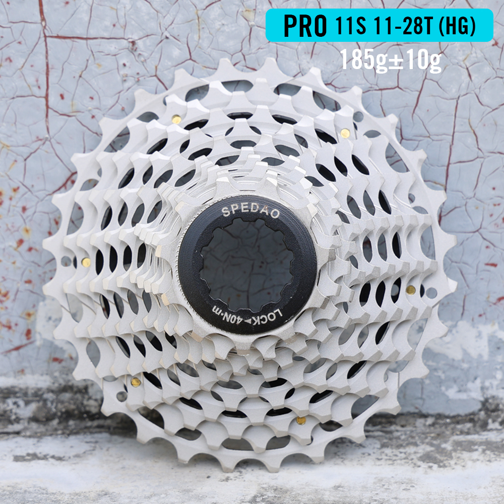 SPEDAO Racefiets Cassette Ultralight 11 Speed 11-25/28/32/34T CNC Vrijloop K7 11V 11S HG Tandwiel Voor R9100 Fiets Vliegwielen: Licht Geel