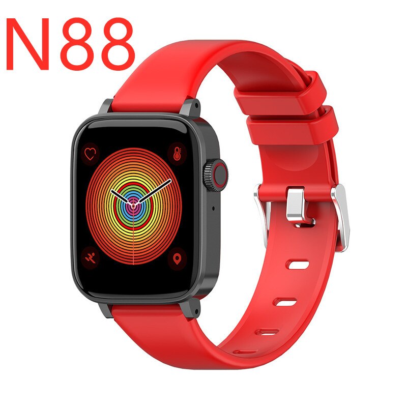 P8 Smart Uhr Männer Gebaut-in Spiel IP67 Wasserdichte Fitness tracker Heart Rate Monitor Frau Smartwatch für iOS Android telefon: N88 Red