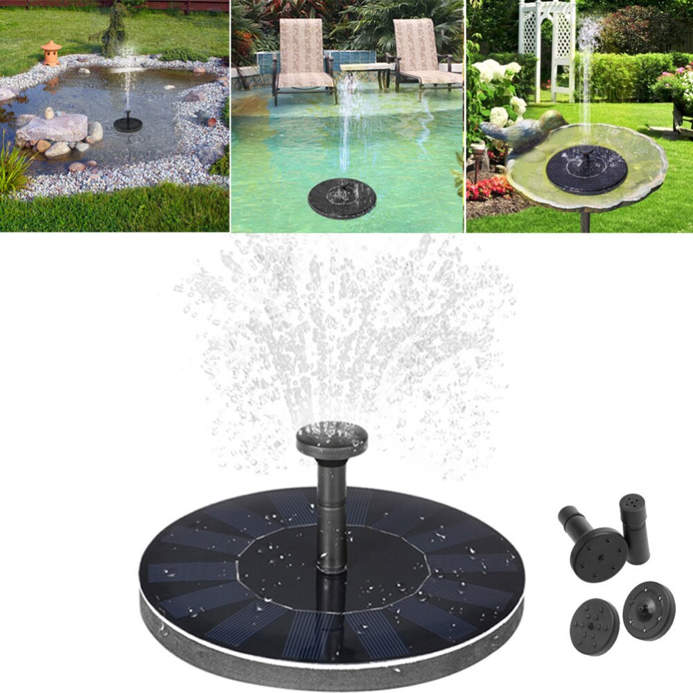 2.4W Solar Floating Fountain Solar Powered Fountain Pond Decoration Use Floating Fountain(Black): Default Title