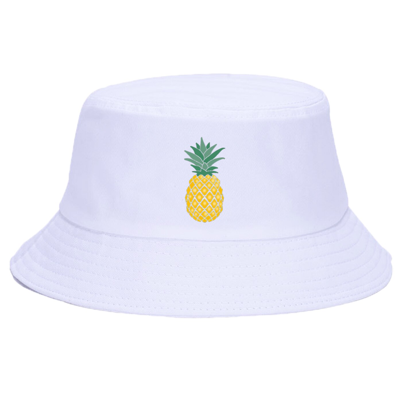 Ananas udskrivning solcreme spand hatte til kvinder og mænd panama harajuku fiskekapsler fisker hat hip hop udendørs sol cap: Hvid 6