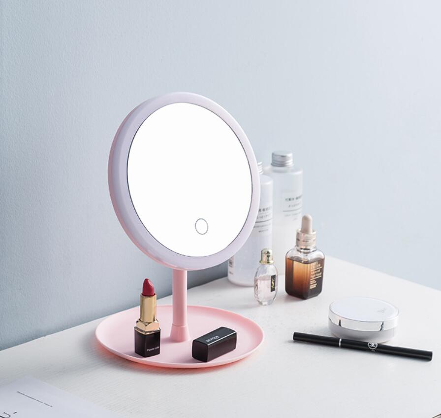 Led Light Makeup Mirror Storage LED Face Mirror Adjustable Touch Dimmer USB Led Vanity Mirror Table Desk Cosmetic Mirror