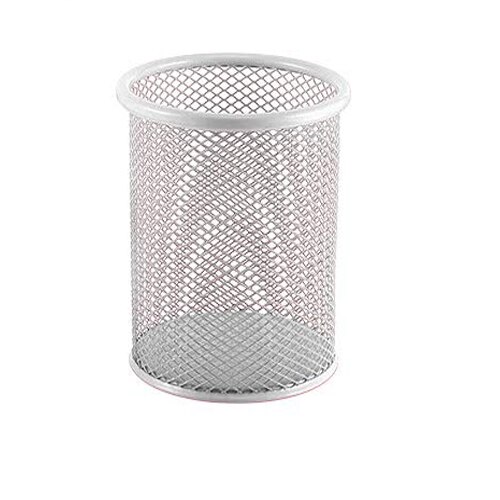XRHYY organiseur en métal 1 pièce 5 couleurs maille ronde porte-stylo crayon support de verre porte-crayons pour bureau et école: Silver