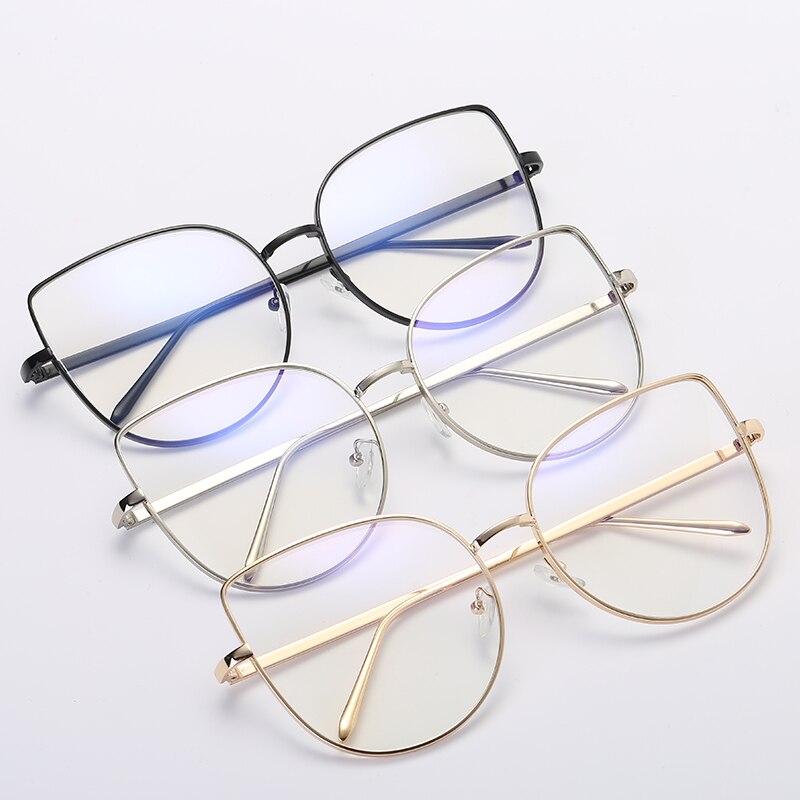 Metalen Frame Clear Lens Cat Eye Vorm Gothic Vintgae Sexy Bril voor Vrouwen Cater Retro Zonnebril Grappige Bril